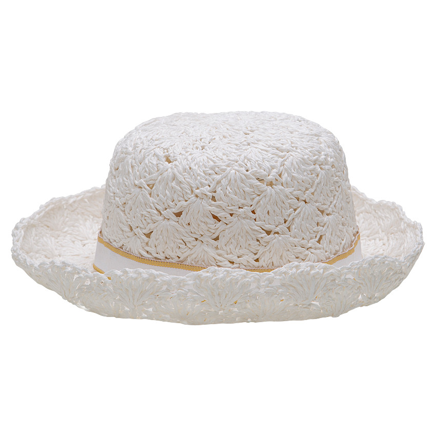 Chapeau effet paille avec galon et noeud plat 