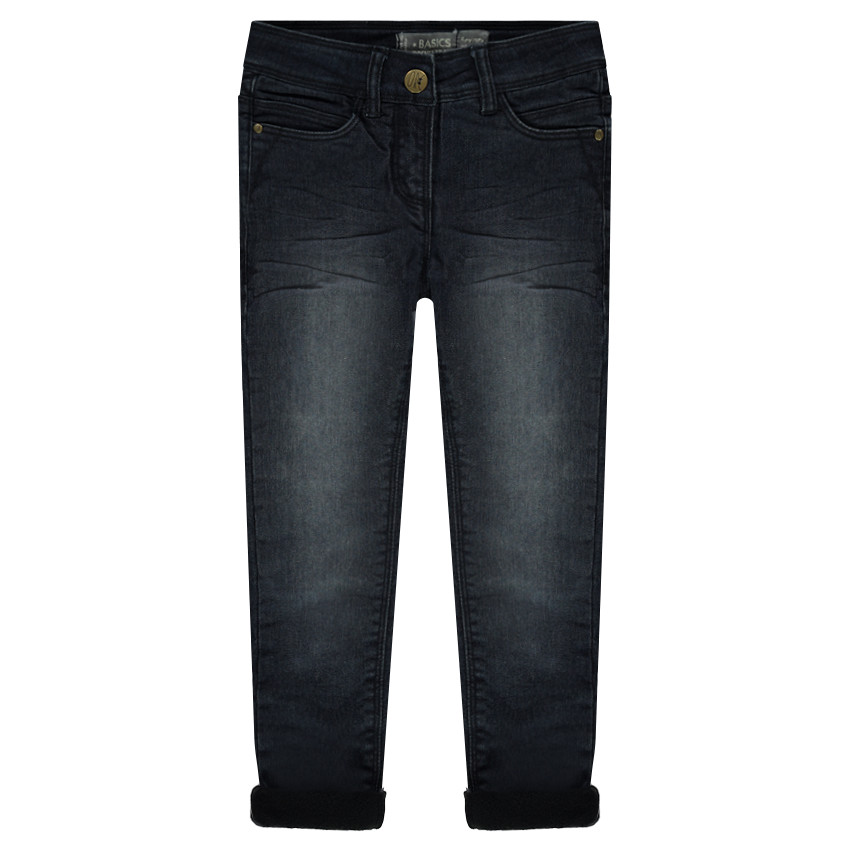 Jeans effet used et crinkle doublé micropolaire 