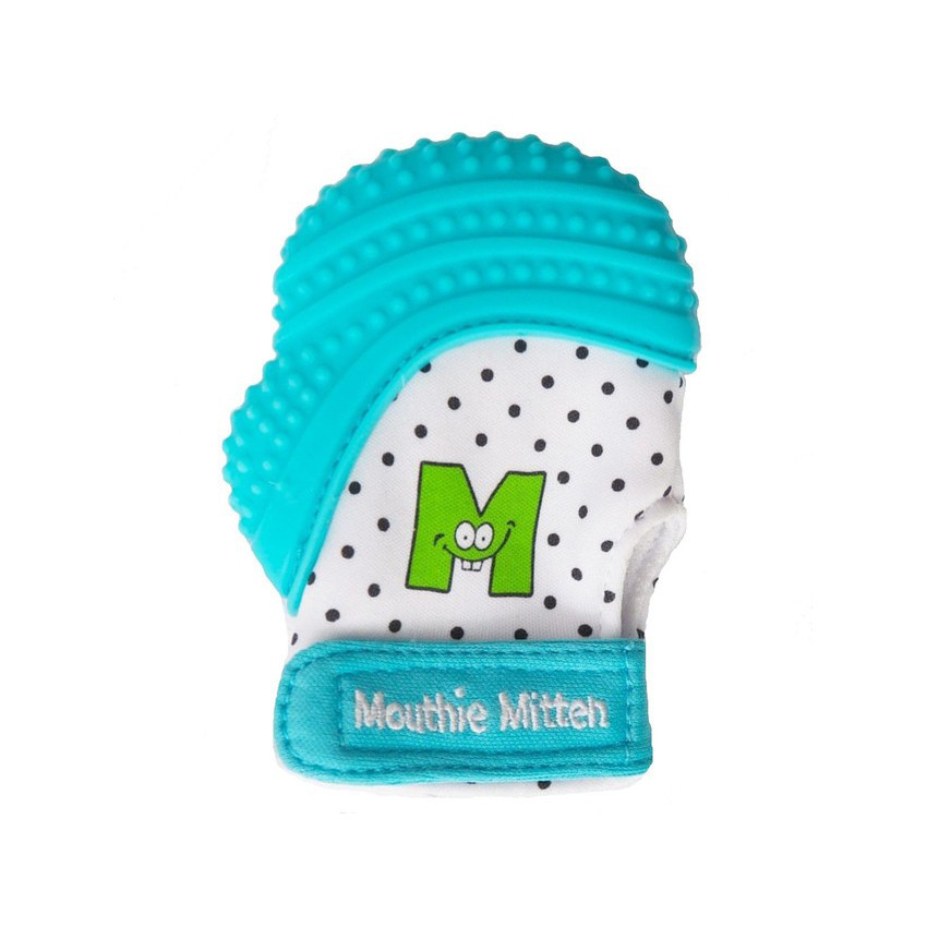 Mitaine de dentition avec sac de transport/lavage - Bleu 