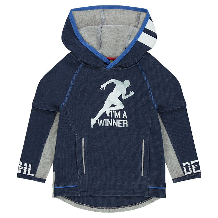 Sweat en molleton à capuche avec print esprit sport et poches zippées 