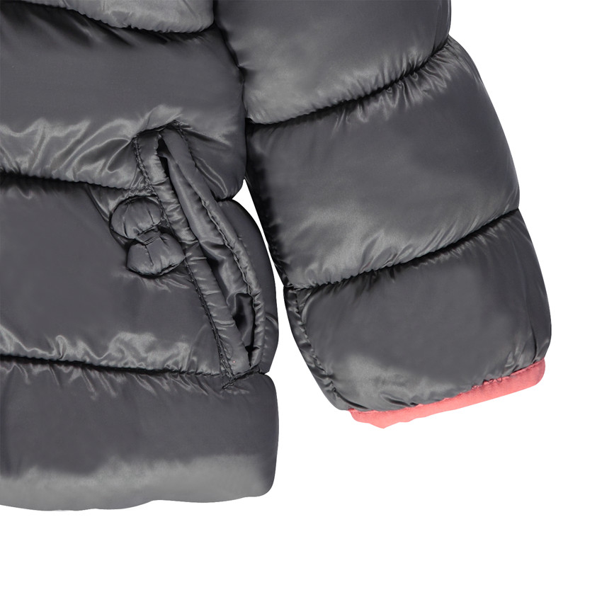 Doudoune ouatinée à capuche effet matelassé doublée micropolaire 