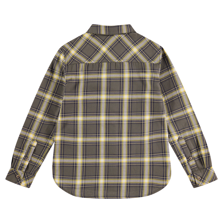 Chemise manches longues à carreaux contrastés et poche 