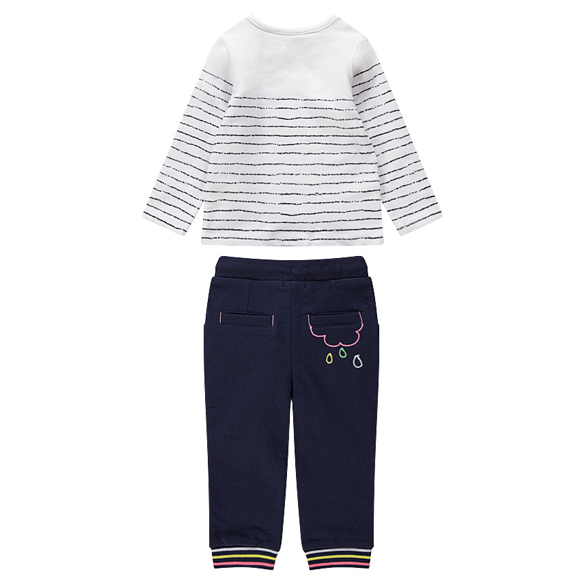 Jogging en molleton avec sweat rayé et pantalon print arc-en-ciel 