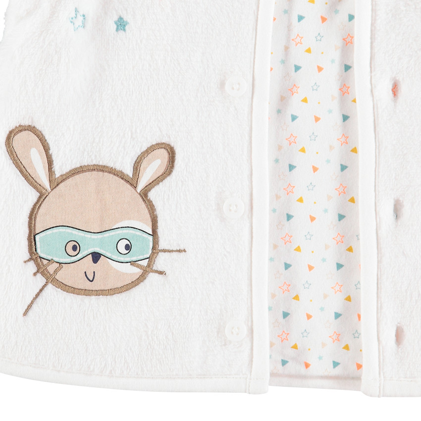 Ensemble pantalon velours, tee-shirt printé et gilet en sherpa fine 