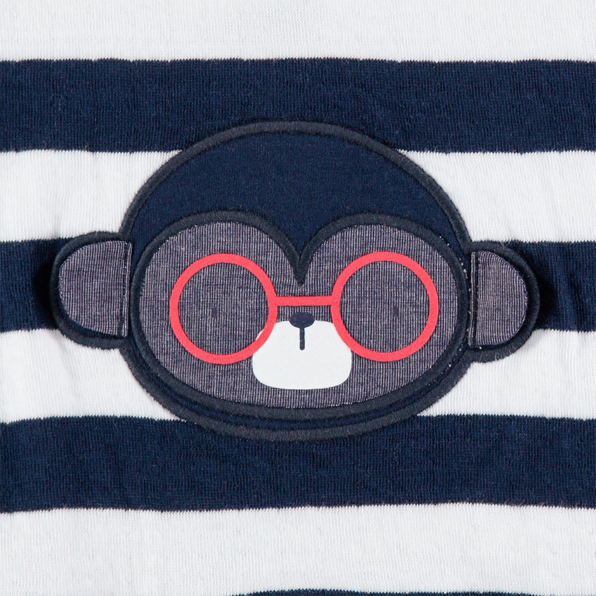 Combinaison longue à rayures all-over et poche en chambray 