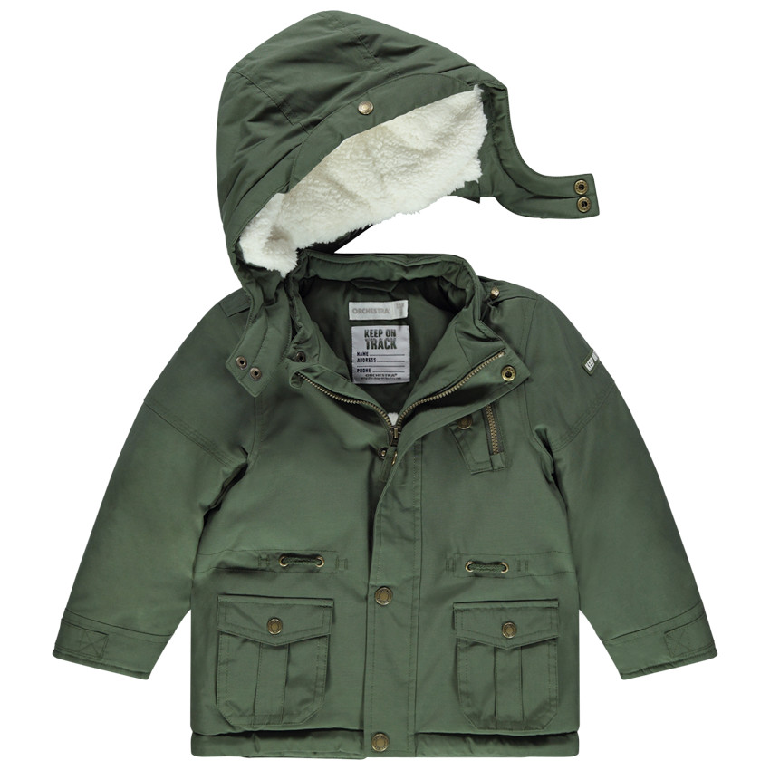 Parka en toile doublée sherpa à capuche amovible 