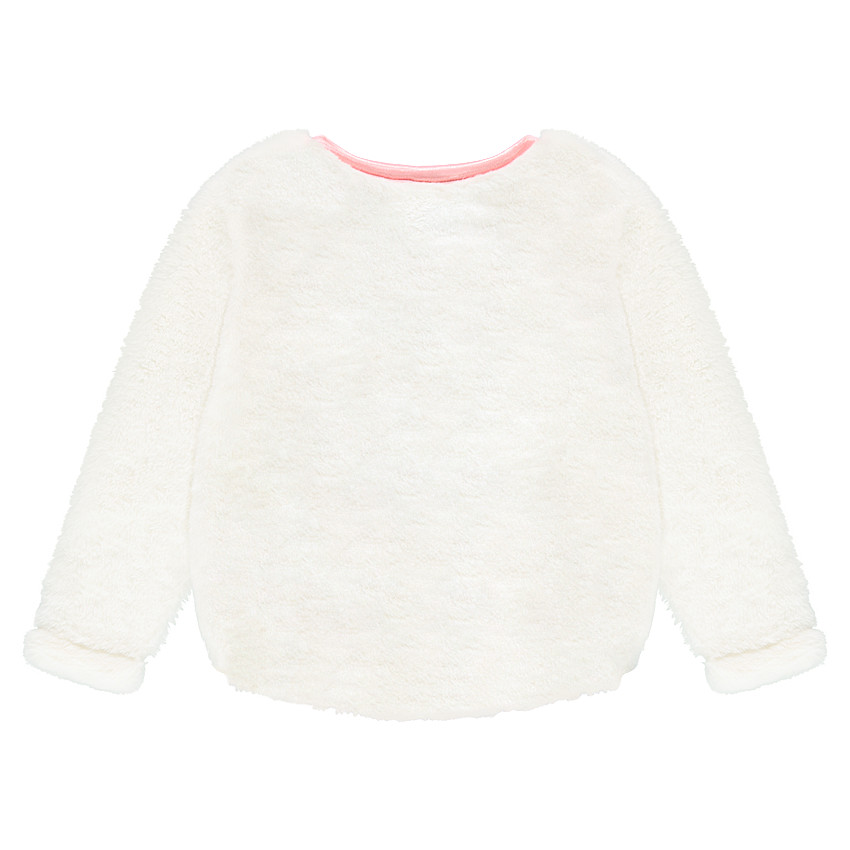 Sweat en fausse fourrure avec motifs brodés et sequins 