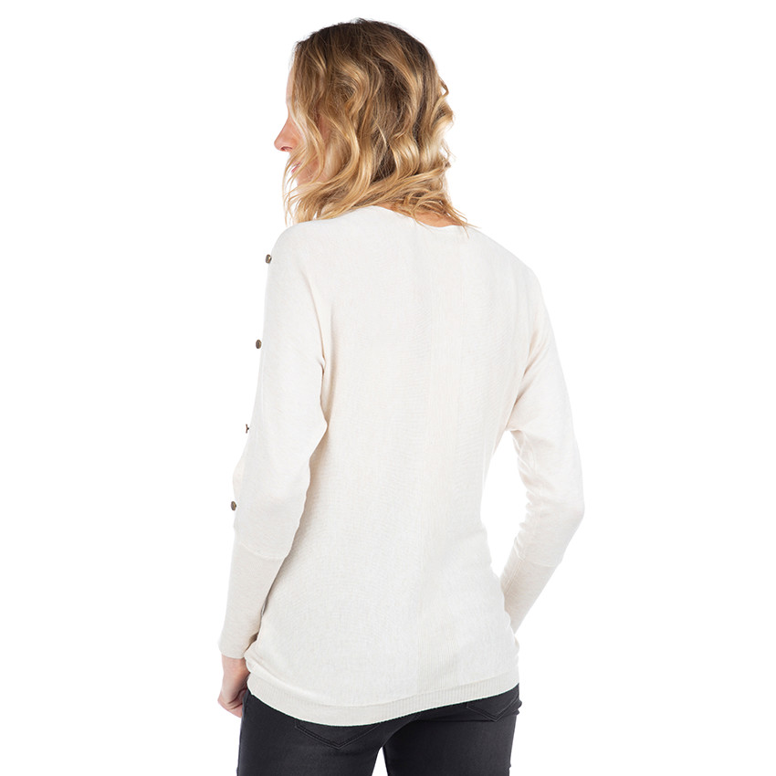 Pull de grossesse en tricot uni avec boutons fantaisie 
