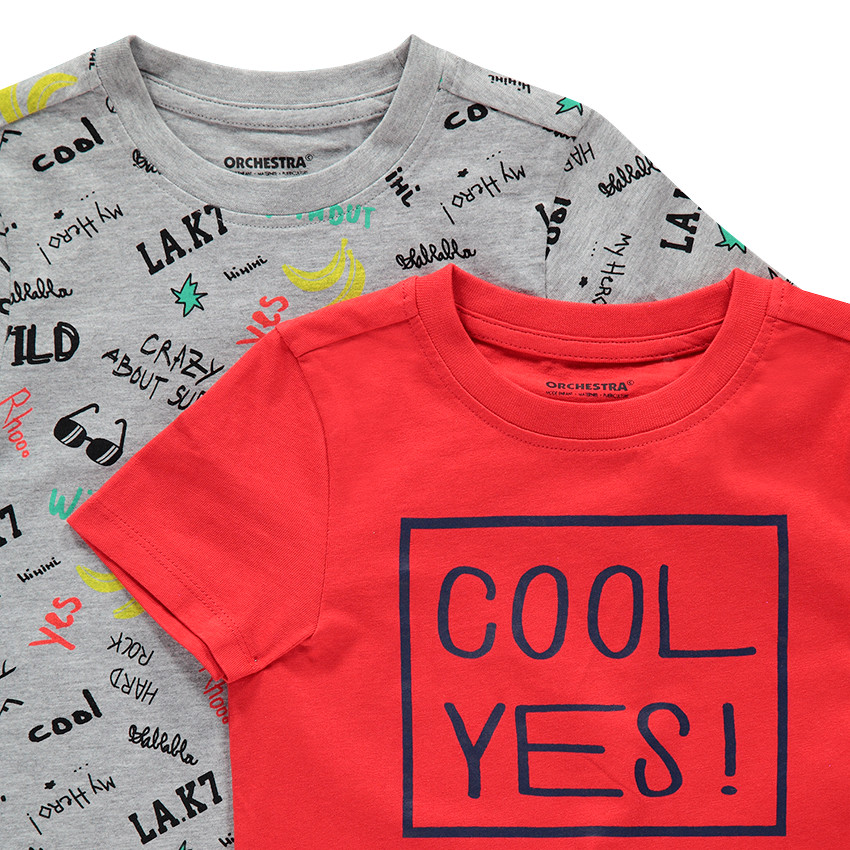 Lot de 2 tee-shirts manches courtes imprimé all-over / uni 