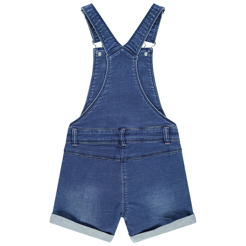 Salopette courte en jean à détails colorés et cerises en sequins 