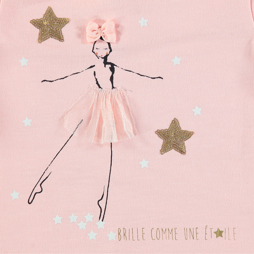 Sweat en molleton avec col Claudine et danseuse printée  