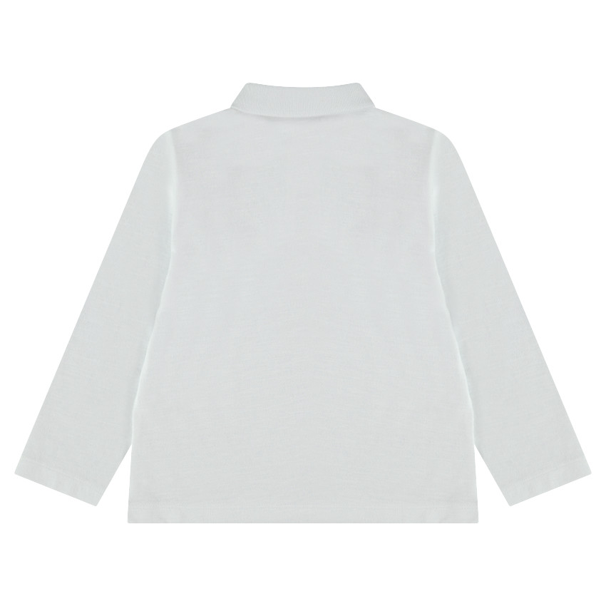 Junior - Polo manches longues en jersey slub avec logo printé 