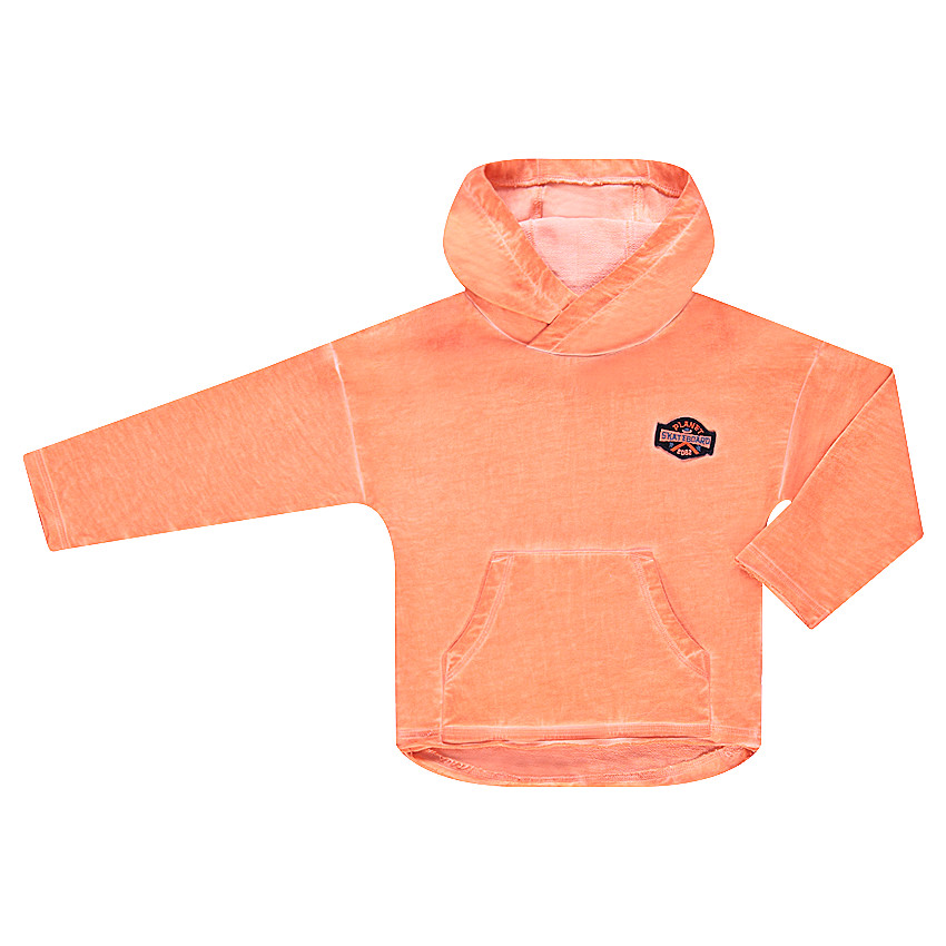 Sweat à capuche en molleton surteint avec badge patché forme écusson 