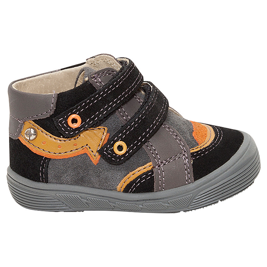 Bottillons en cuir avec empiècements contrastés 