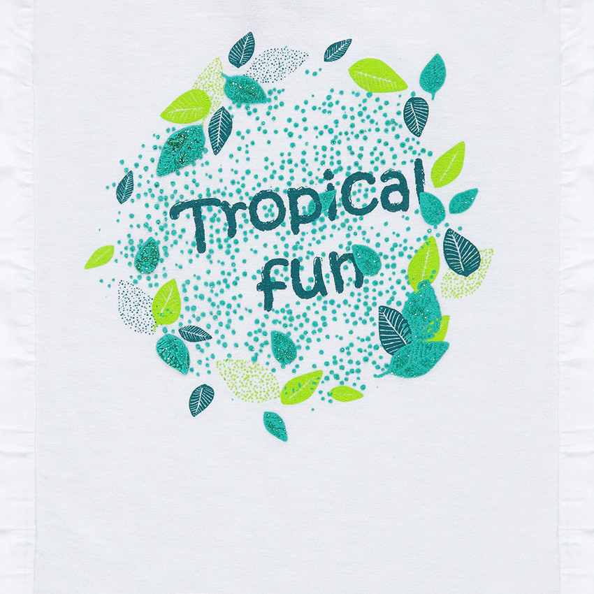 Débardeur en jersey avec volants et print végétal 