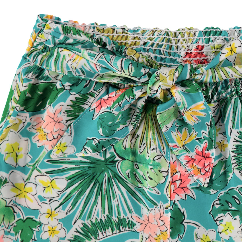 Pantacourt fluide à imprimé végétal all-over 