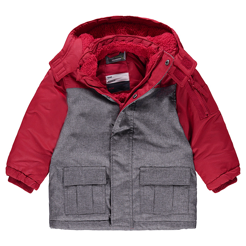 Parka bicolore à capuche doublée sherpa 