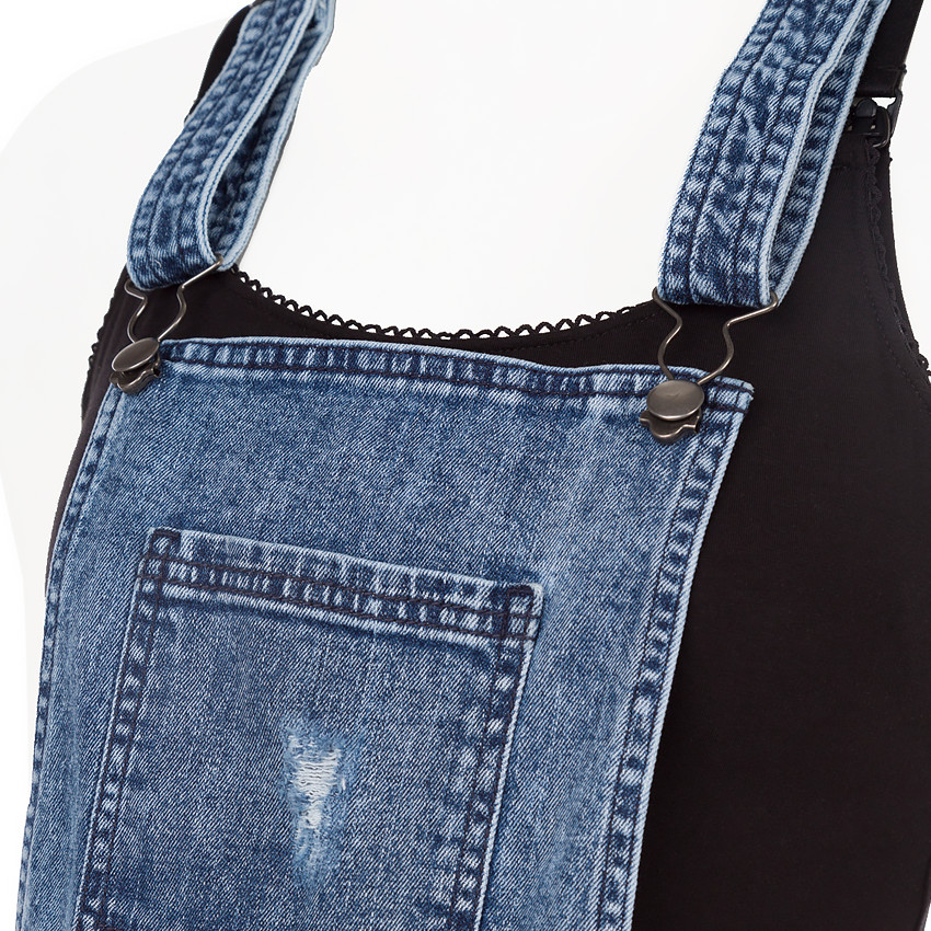 Salopette de grossesse en jeans effet used 