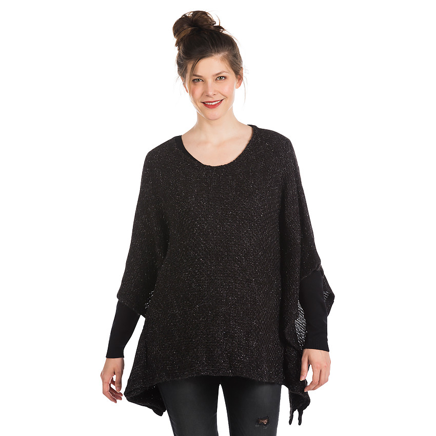 Pull poncho en maille mélangée 