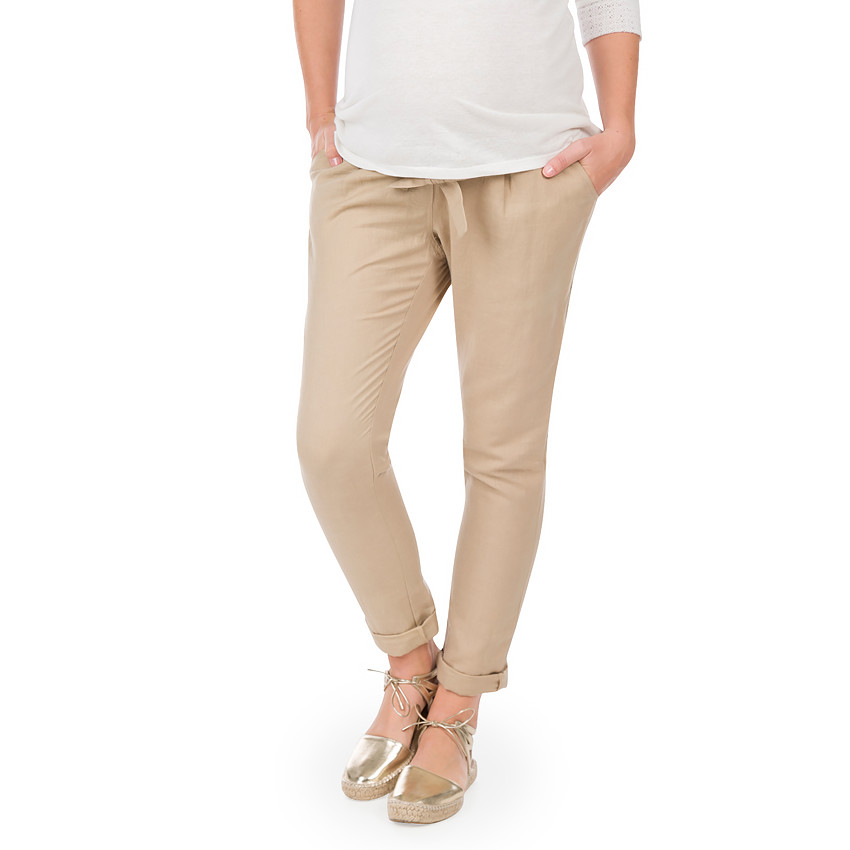 Pantalon de grossesse coupe chino en lin et coton 