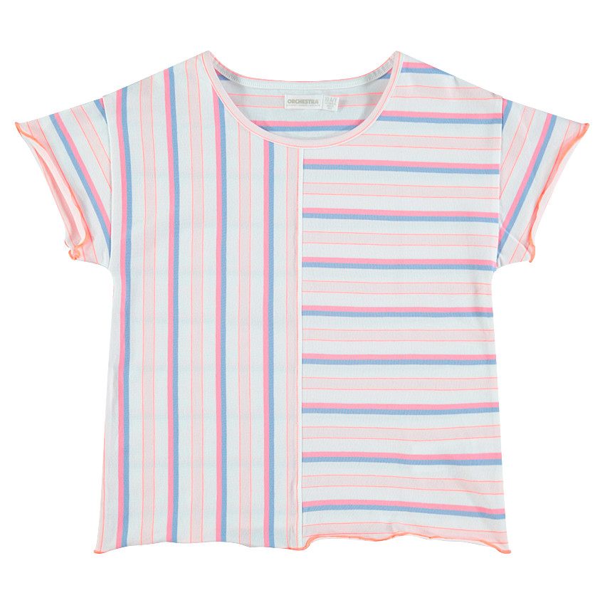 Junior - Tee-shirt manches courtes à rayures contrastées 