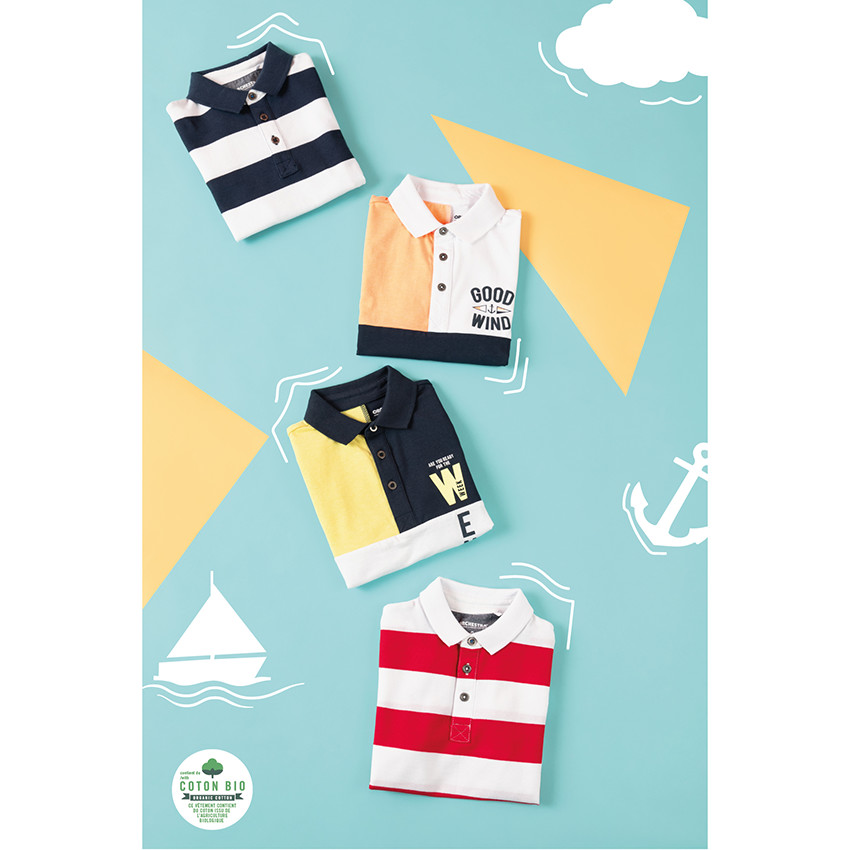 Polo manches courtes rayé en coton bio 
