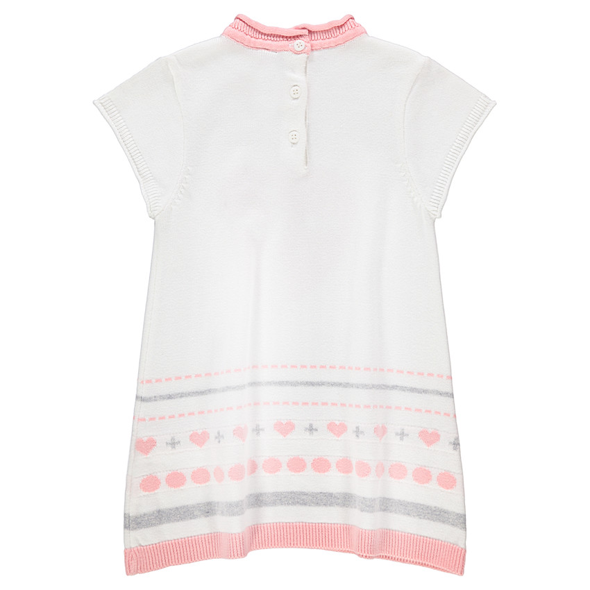 Robe manches courtes en tricot avec coeur en jacquard 