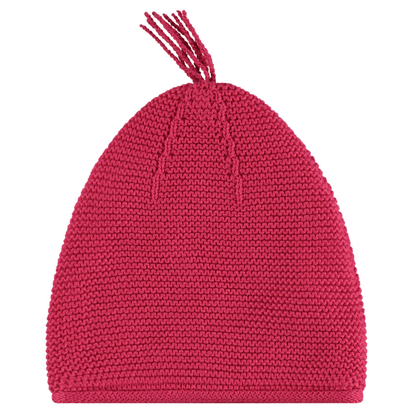 Bonnet en tricot uni avec pompon 