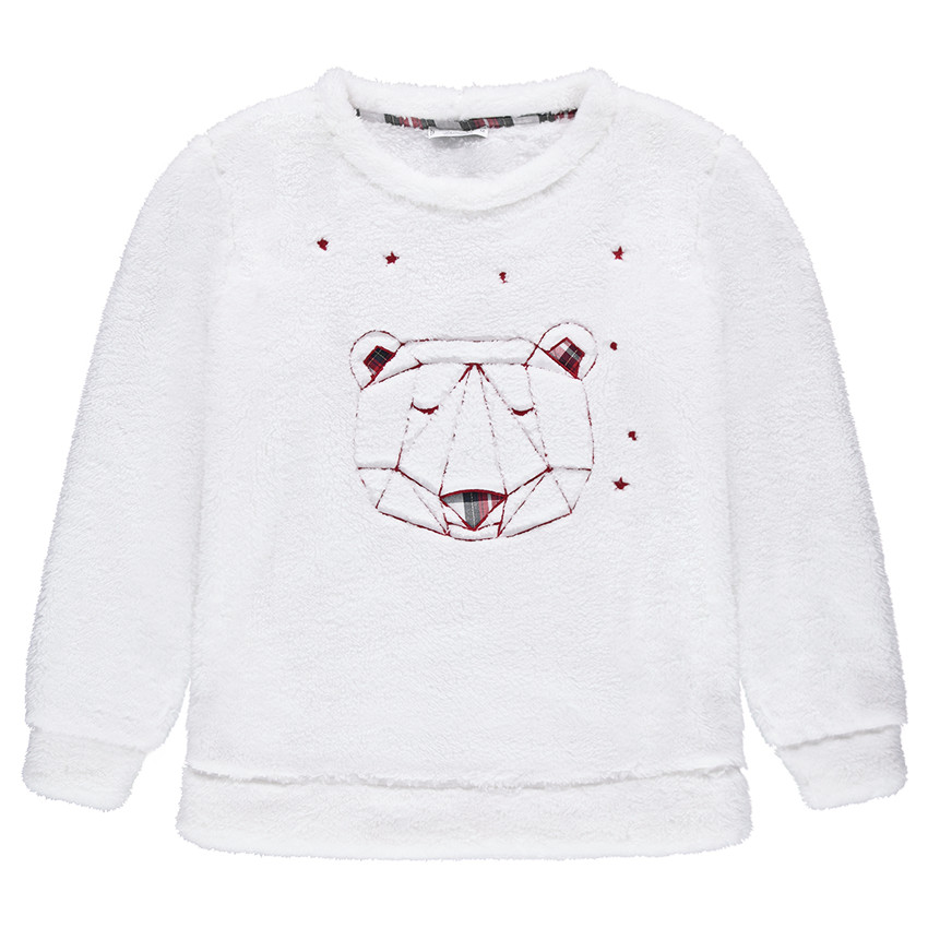 Sweat de grossesse en sherpa avec ours origami brodé  