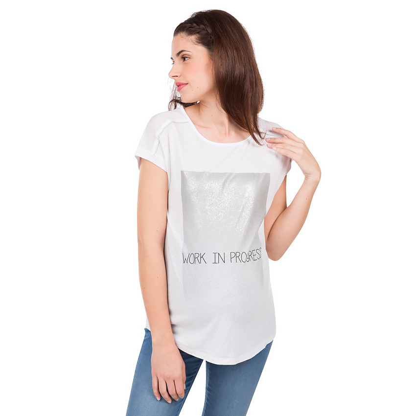 Tee-shirt manches courtes de grossesse à message fantaisie 