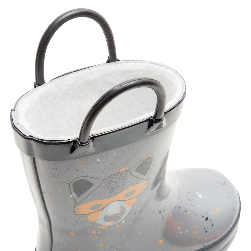 Bottes de pluie avec effet de taches de peinture et renard printé 