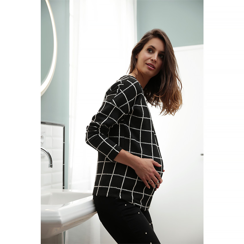 Jeans de grossesse coupe slim avec perles cousues 