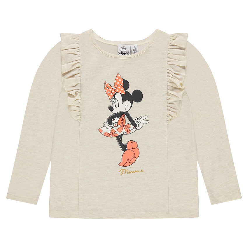 Tee-shirt manches longues en molleton fin à volants et print Disney Minnie 