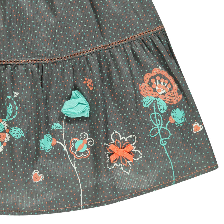 Robe à bretelles avec fleurs et imprimé pois  