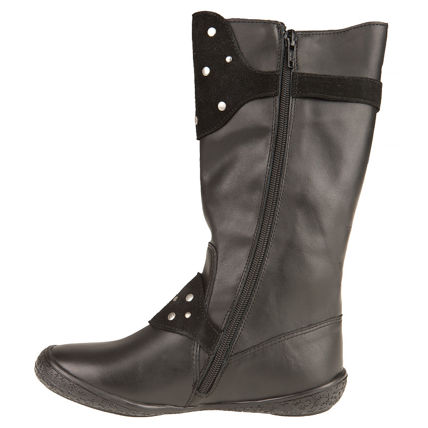 Bottes noires en cuir avec boucles et rivets 