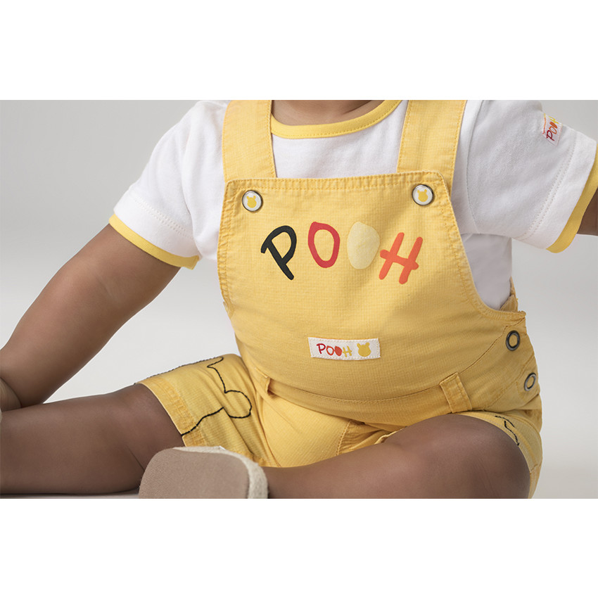 Salopette short en coton armuré Disney Winnie l'Ourson 