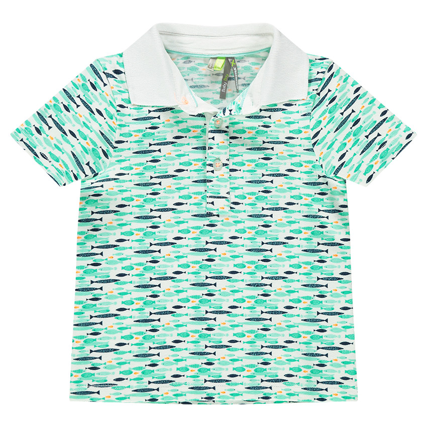 Polo manches courtes imprimé poissons all-over 