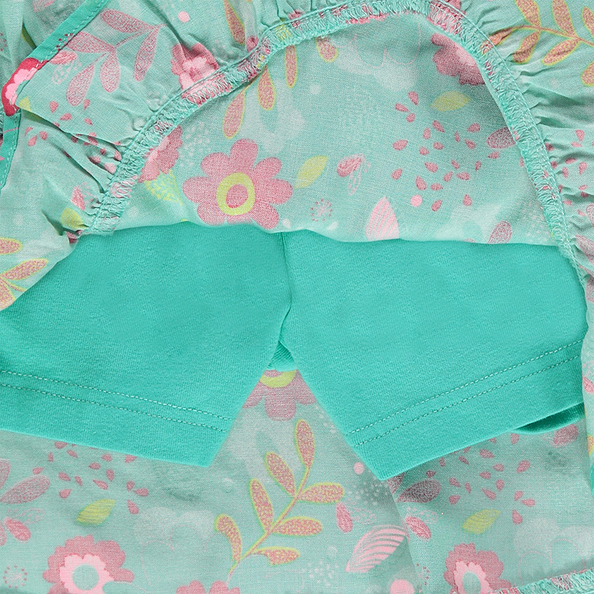 Jupe short imprimée fleurs all-over avec pans croisés 