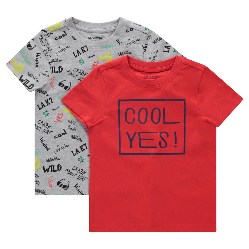 Lot de 2 tee-shirts manches courtes imprimé all-over / uni 