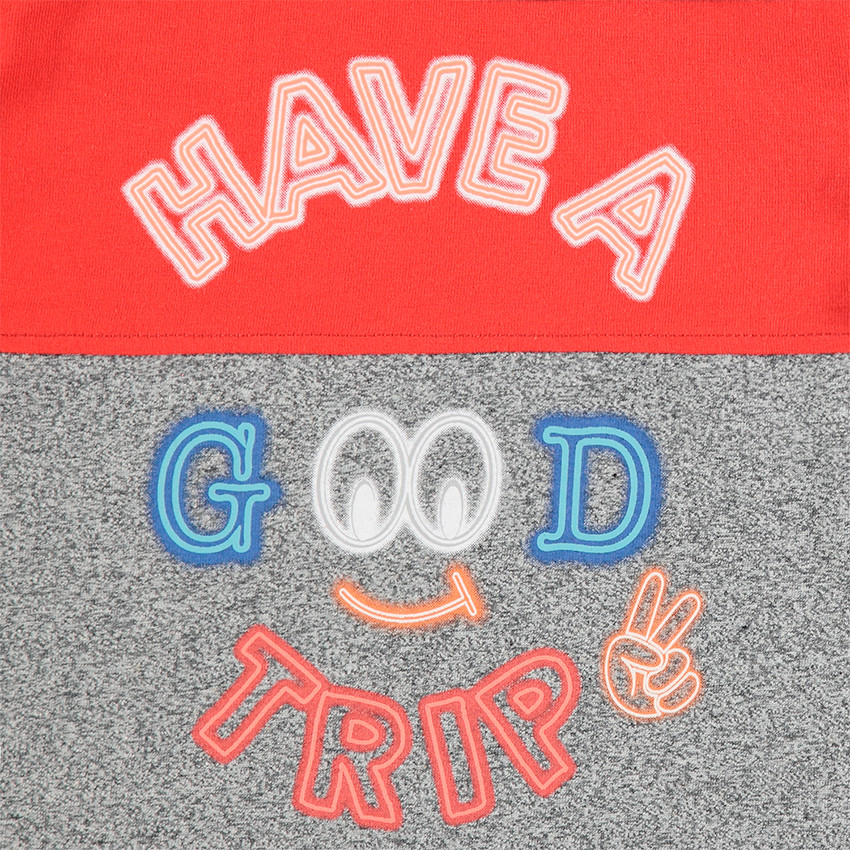 Tee-shirt manches longues tricolore avec inscriptions printées style néon 