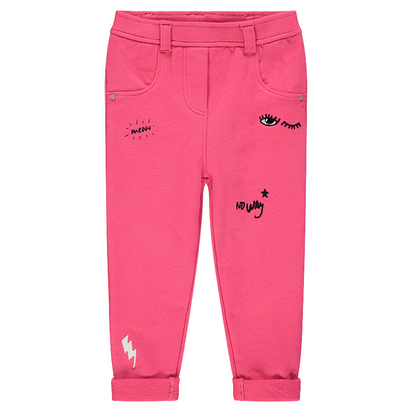 Jegging rose avec motifs brodés 