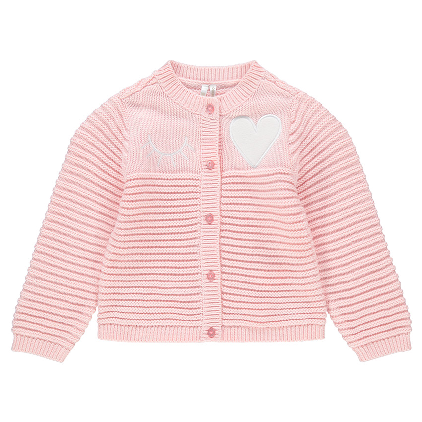 Gilet en tricot ottoman avec clin d'oeil brodé et coeur 