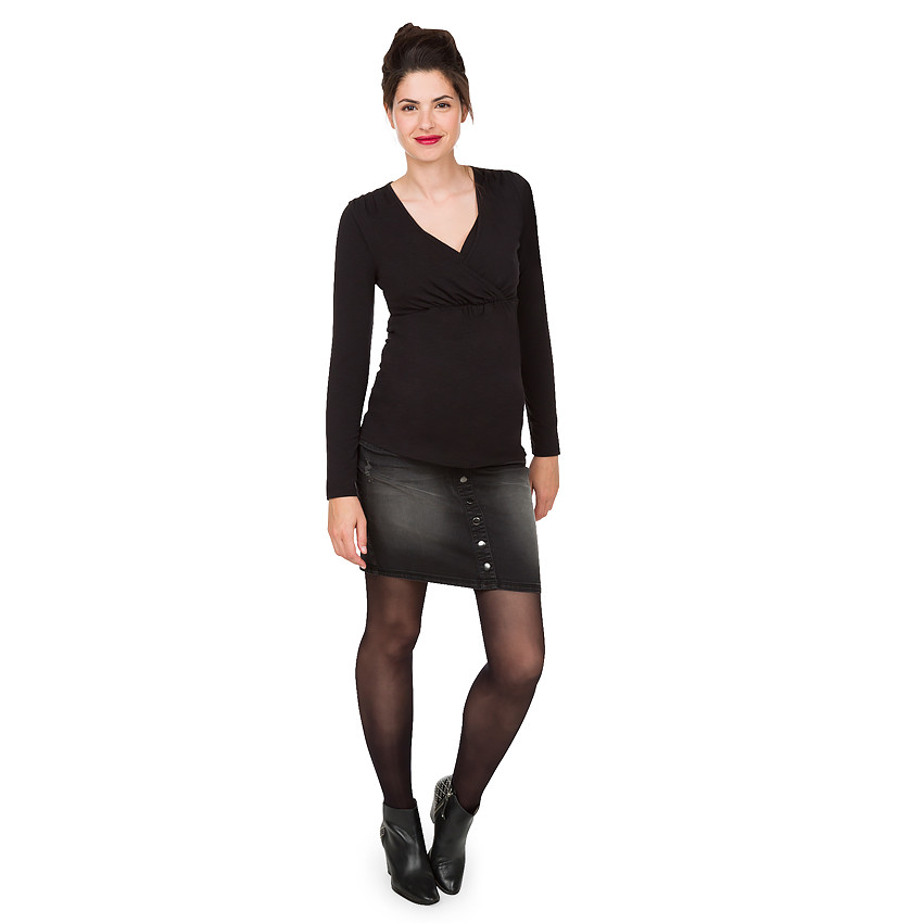 Jupe de grossesse en jeans à pressions 