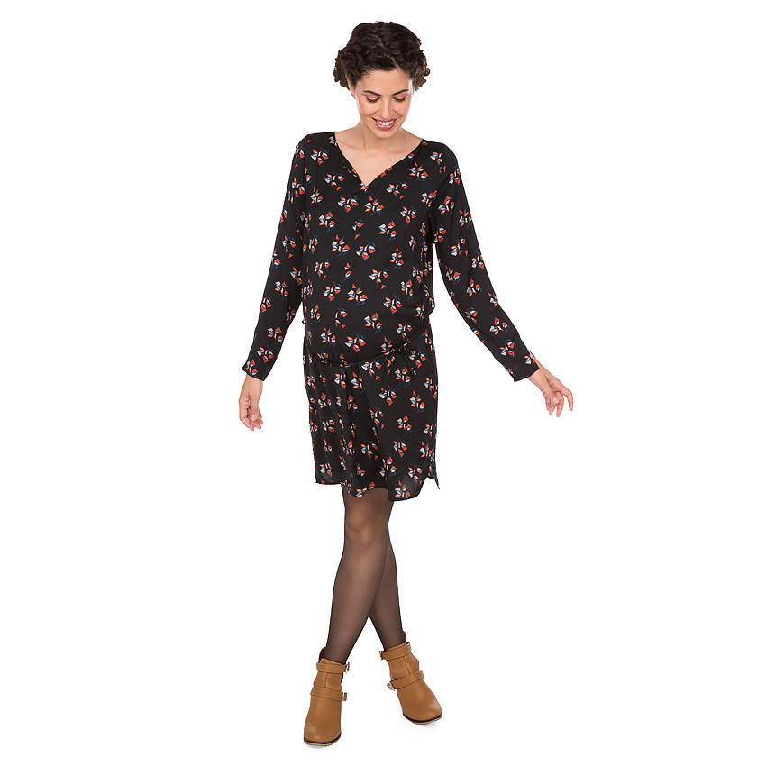 Robe de grossesse manches longues imprimée all-over 