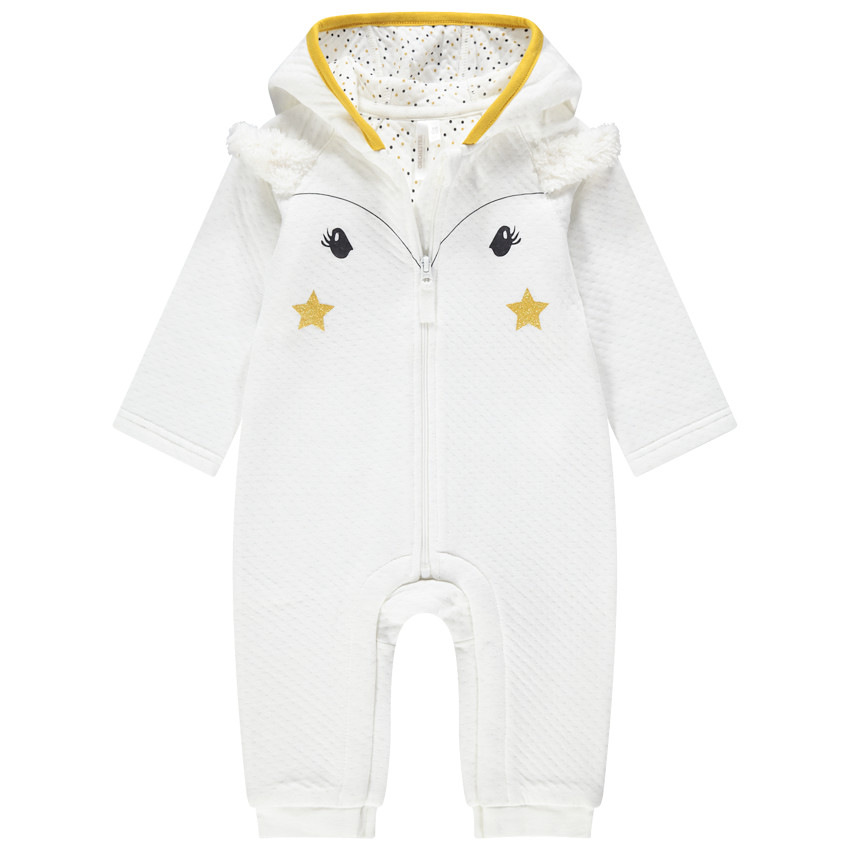 Combinaison longue à capuche avec fausse fourrure 