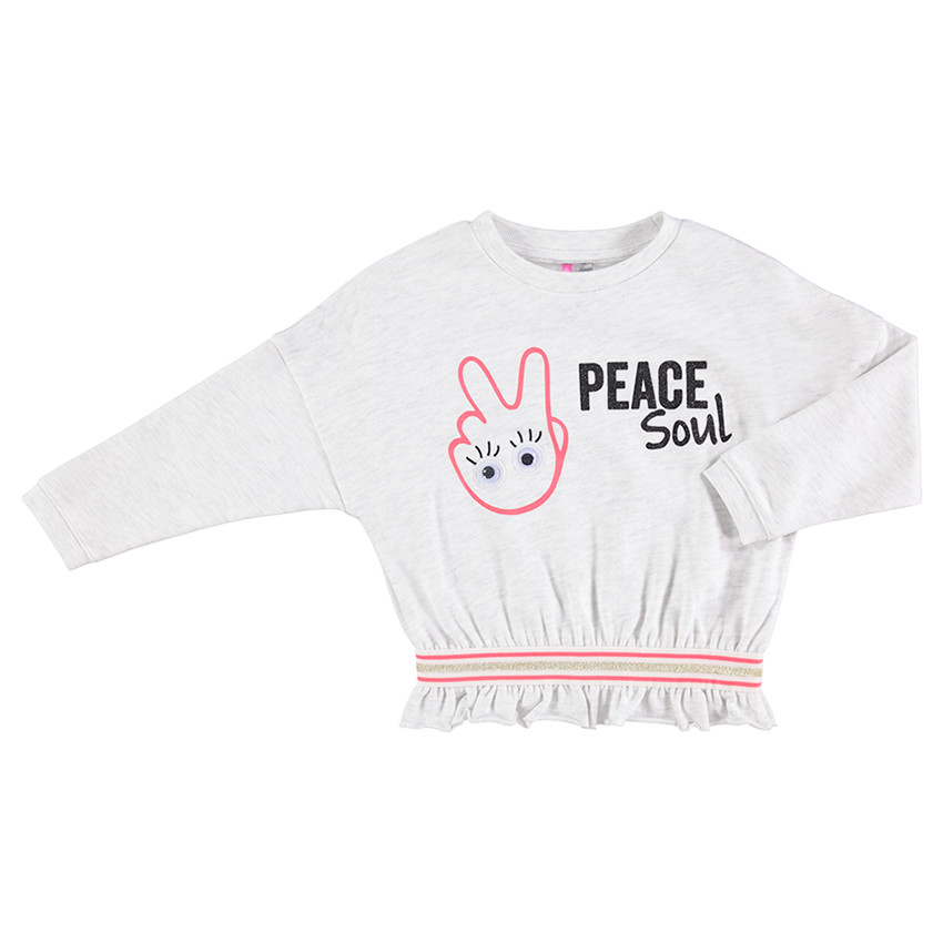 Sweat en molleton avec prints fantaisie et yeux plastifiés  