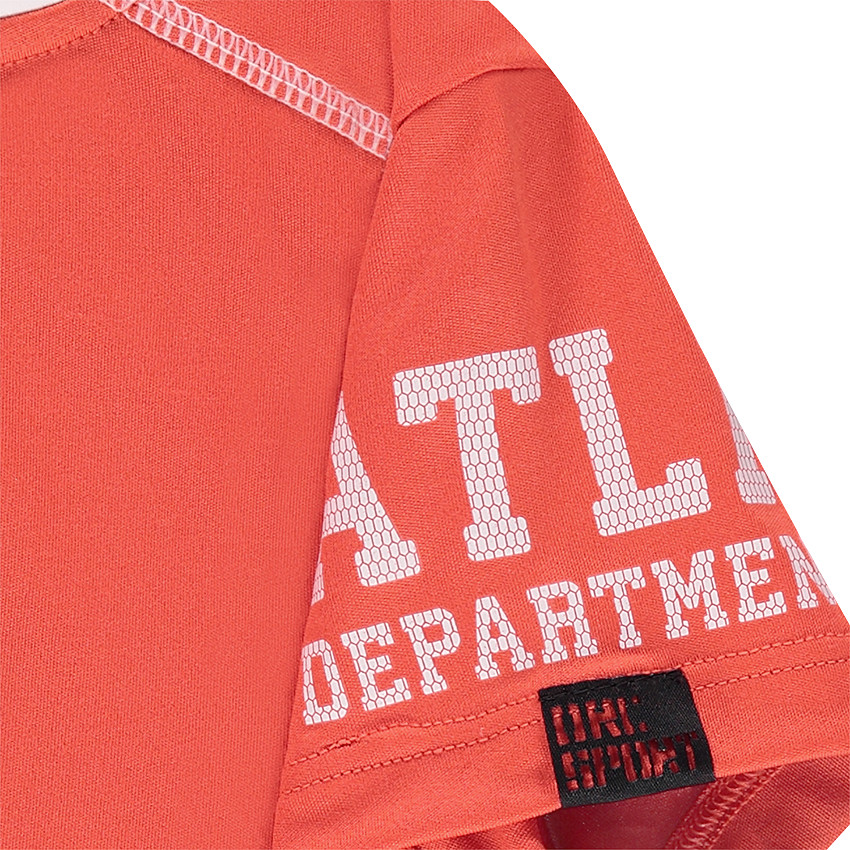 Tee-shirt manches courtes en polyester avec inscriptions printées 