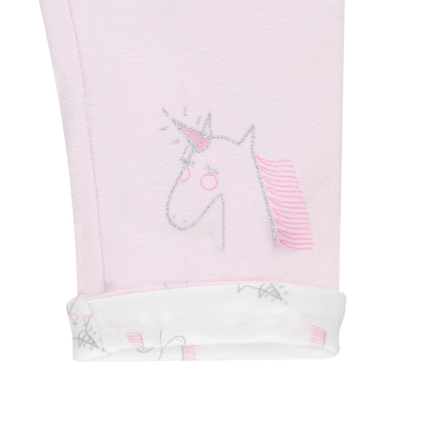 Omkeerbare legging van effen jerseystof met voering en eenhoornprint 
