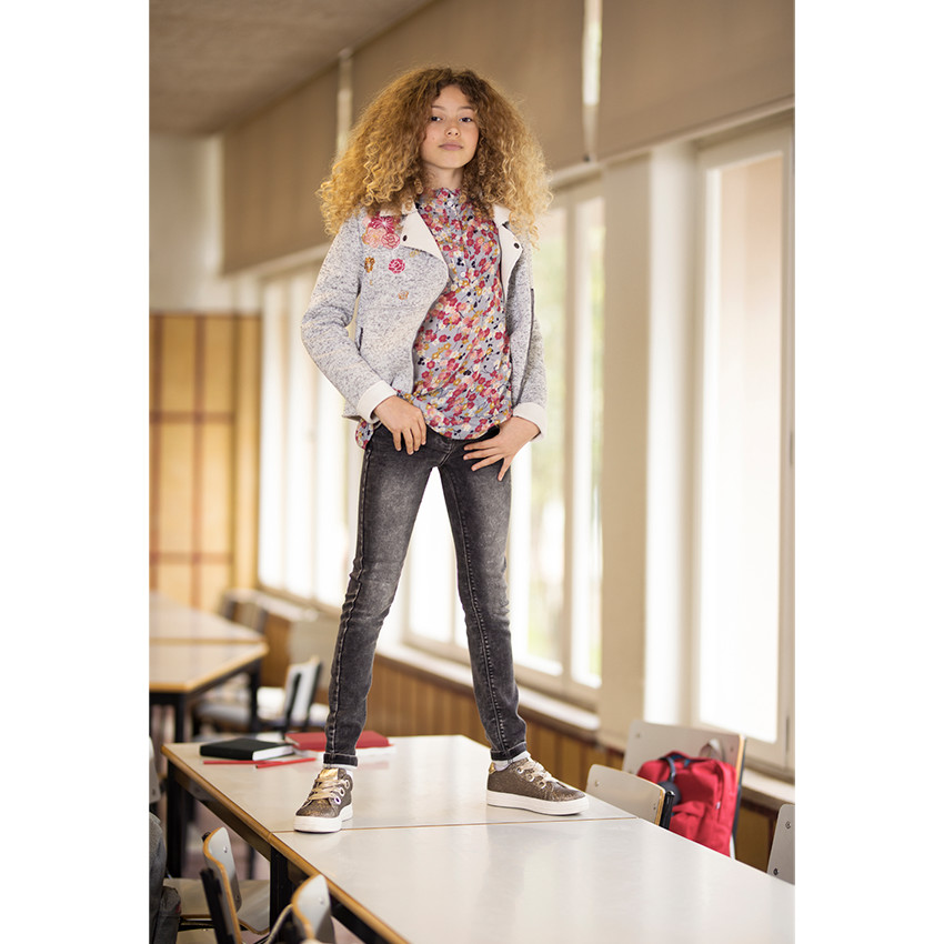 Tunique manches longues avec imprimé floral all-over et col fantaisie 