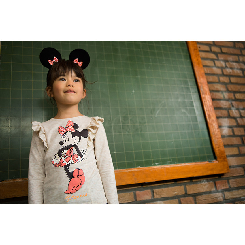 Tee-shirt manches longues en molleton fin à volants et print Disney Minnie 